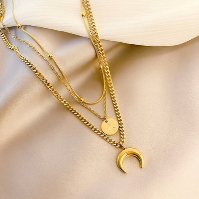 Necklace Titanium Steel Star And Moon