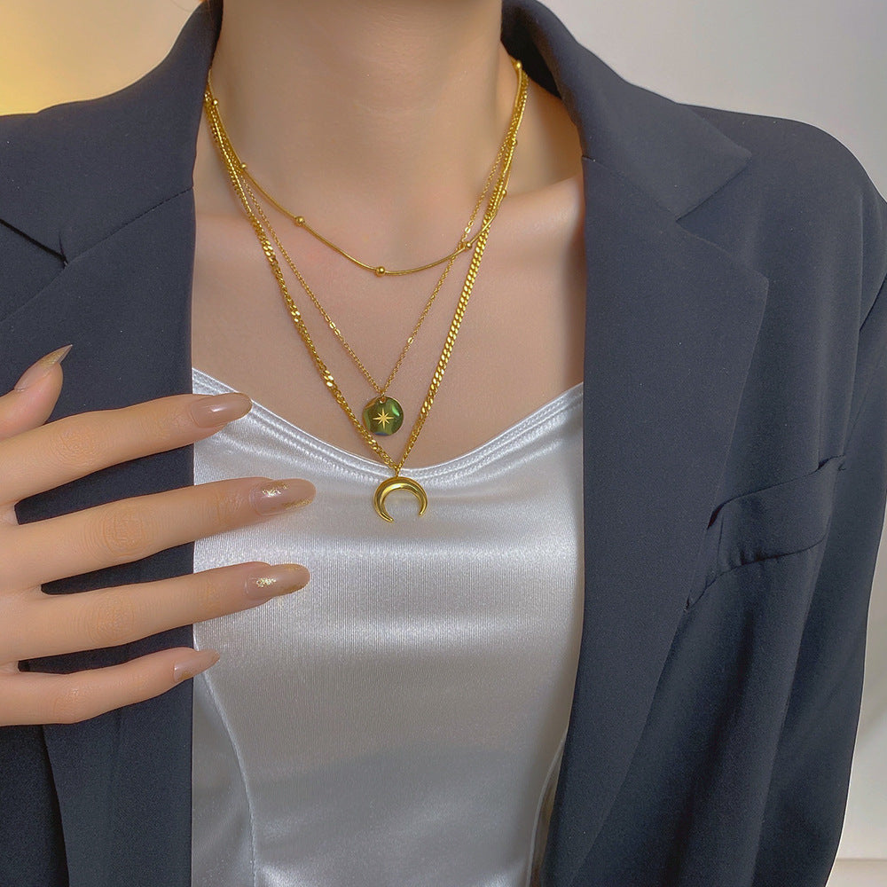 Necklace Titanium Steel Star And Moon