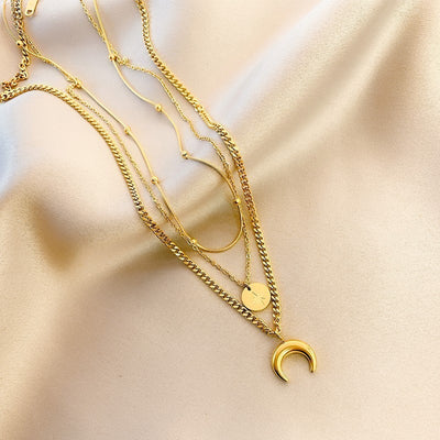 Necklace Titanium Steel Star And Moon