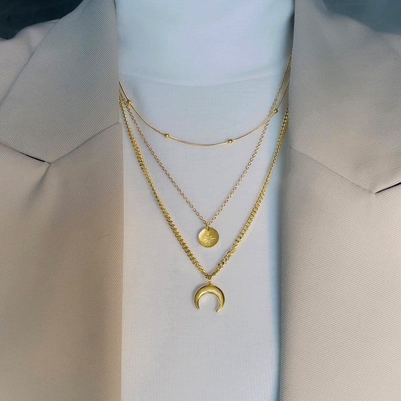 Necklace Titanium Steel Star And Moon
