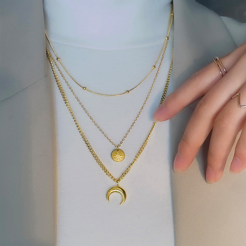 Necklace Titanium Steel Star And Moon